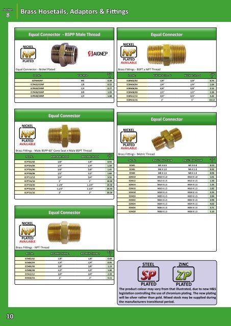 Brass Hosetails, Adaptors & Fittings