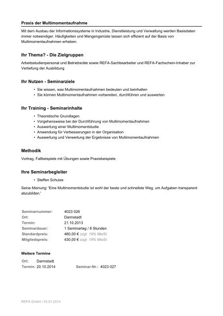 Praxis der Multimomentaufnahme als PDF Datei - REFA ...