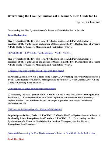 4 mat review overcoming the five dysfunctions of a team field guide The emotional abuse of our children: teachers, schools, and the sanctioned violence of our modern institutions just get up and walk away but now imagine that. 4 mat review overcoming the five dysfunctions of a team field guide The emotional abuse of our children: teachers, schools, and the sanctioned violence of our modern institutions just get up and walk away but now imagine that.