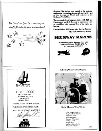 "- = SHUMWAY MARINE - Rochester Yacht Club