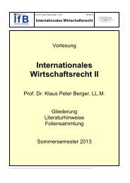 Internationales Wirtschaftsrecht II - Institut für Bankrecht