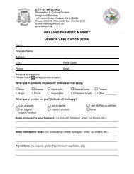 Vendor Application Form - City of Welland