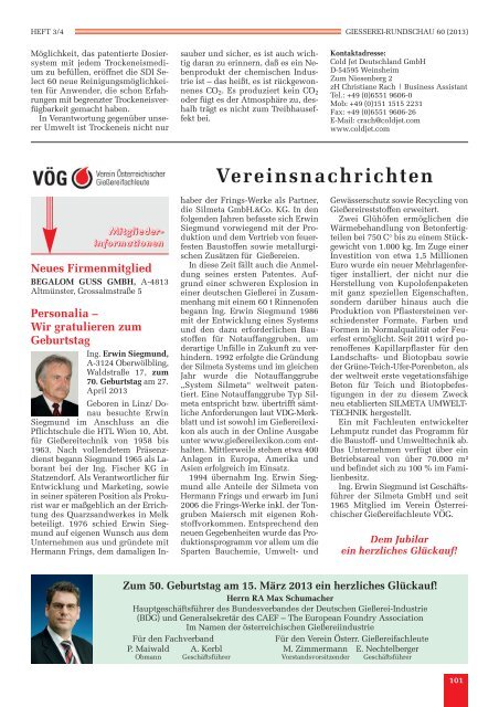Heft 3/4 - Verein österreichischer Gießereifachleute