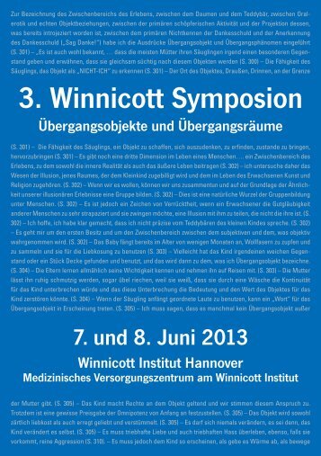 3. Winnicott Symposion - Winnicott-Institut Hannover