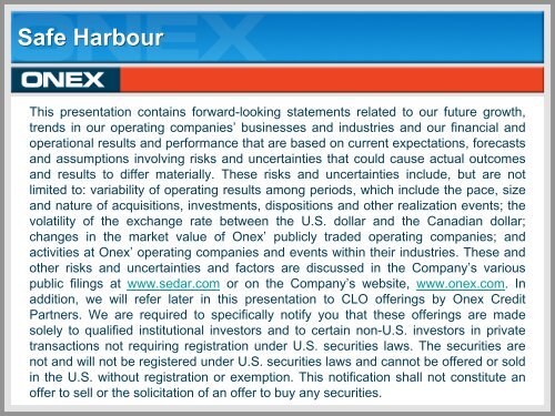 Onex 2013 Investor Day Presentation