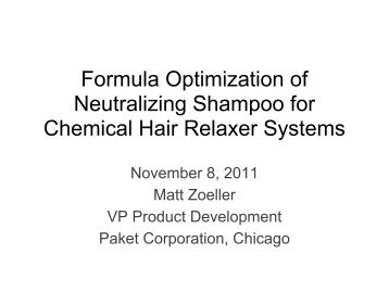 Formula Optimization of Neutralizing Shampoo for Chemical Hair ...