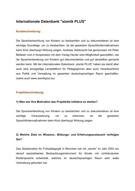 Internationale Datenbank "sismik PLUS" - Vorarlberg