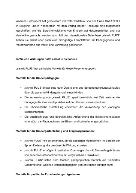 Internationale Datenbank "sismik PLUS" - Vorarlberg