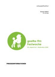 Pressemappe goethe ffm - Staedtische Buehnen Frankfurt am Main