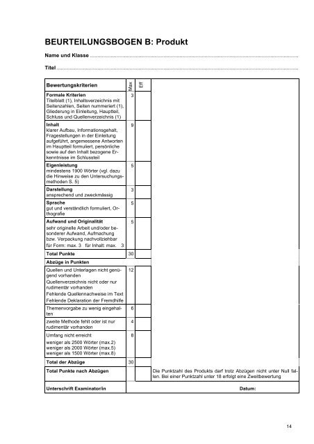 Offiziellen Informationspapier zur Vertiefungsarbeit für 3 - ABZ