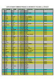 LISTA STUDENTI AMMESSI PRESSO LE UNIVERSITA' ITALIANE ...