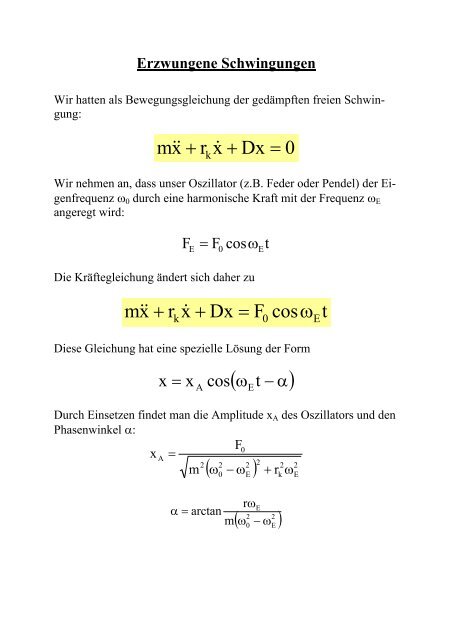 Erzwungene Schwingungen