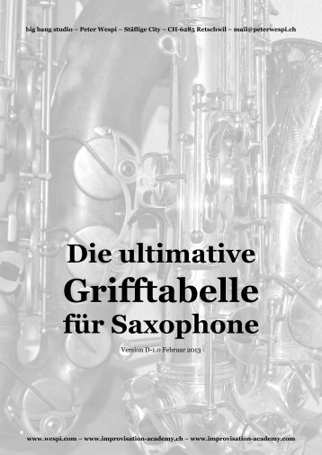 Die ultimative Grifftabelle für Saxophone - Big Bang Studio Wespi