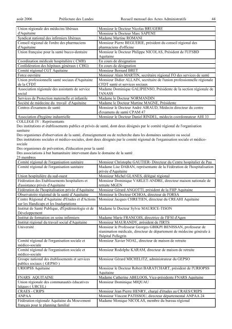 raa mensuel août 2006 - Services de l'Etat dans les LANDES