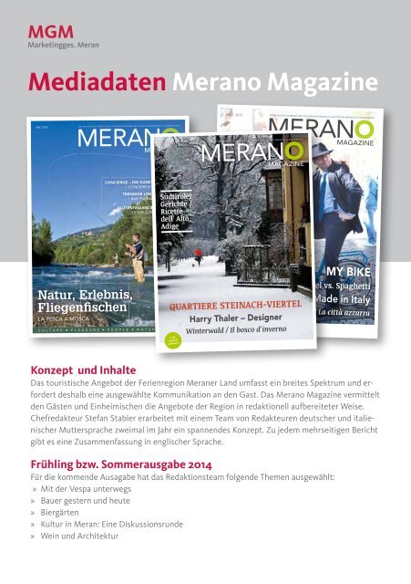 Mediadaten Merano Magazine - MGM