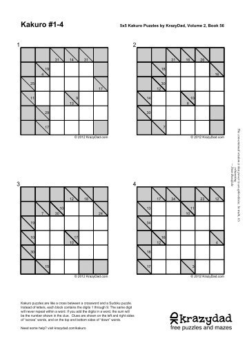 5x5 Kakuro Puzzles by KrazyDad, Volume 2, Book