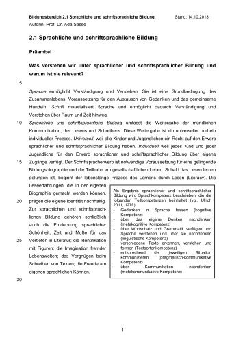 Sprachliche und schriftsprachliche Bildung - bildungsplan.uni-jena.de