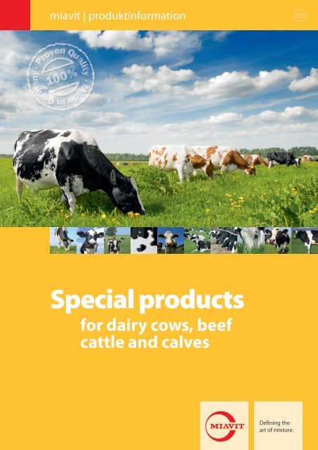 Flyer special products for dairy cows, beef cattle and calves - MIAVIT