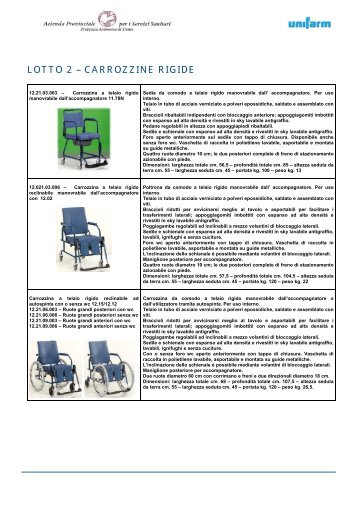 LOTTO 2 – CARROZZINE RIGIDE