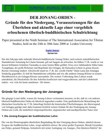 DER JONANG-ORDEN - The Dokham Homepage