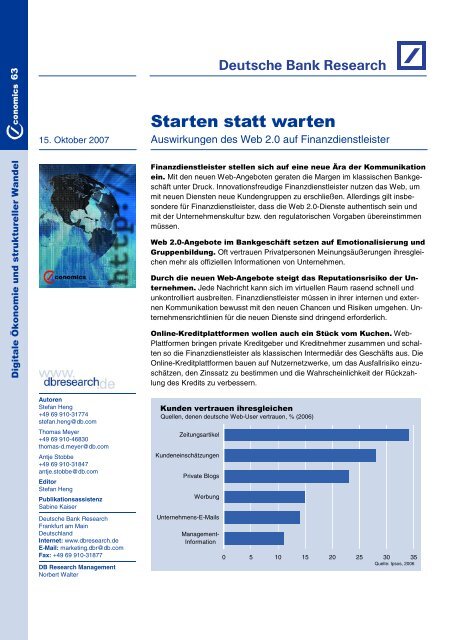 Starten statt warten - Deutsche Bank Research