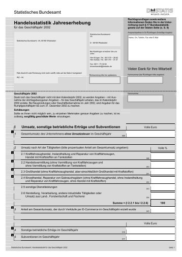 Erhebungsbogen 2002 - Forschungsdatenzentren der Statistischen ...