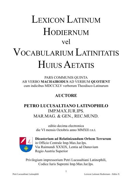 Index verborum Theodisco-Latinarum - Lexicon Latinum Hodiernum