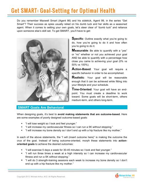 Download your SMART Goals Worksheet here. - Michael Arthur MD