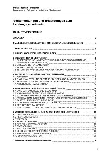 Vorbemerkungen und Erläuterungen zum Leistungsverzeichnis