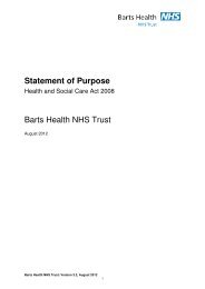Statement of Purpose Barts Health NHS Trust