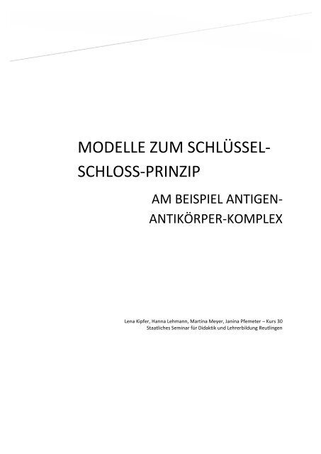 Modelle Zum Schlüssel Schloss Prinzip Staatliches Seminar