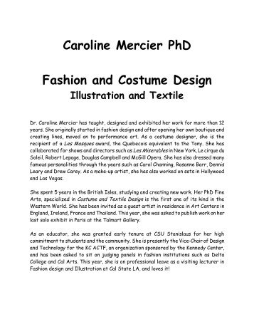 Caroline Mercier PhD Fashion and Costume Design