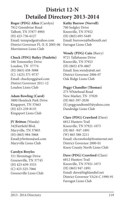 2013 Directory - District 12-O Lions Club