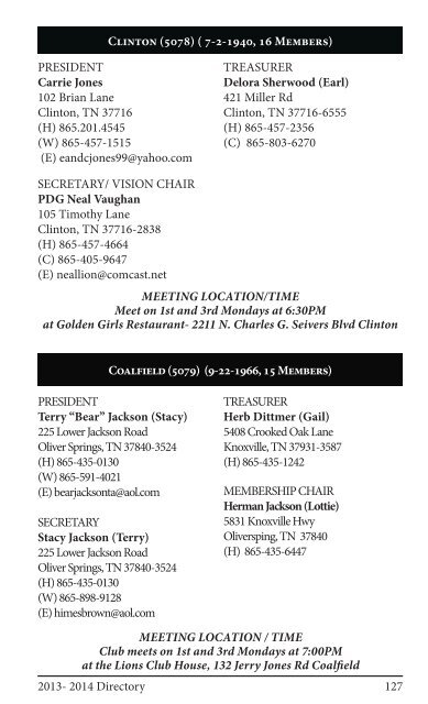 2013 Directory - District 12-O Lions Club