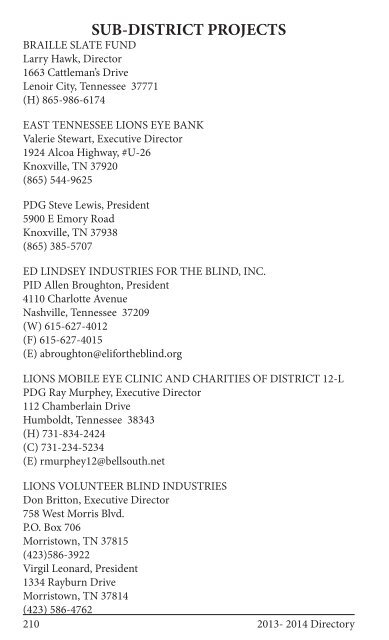 2013 Directory - District 12-O Lions Club