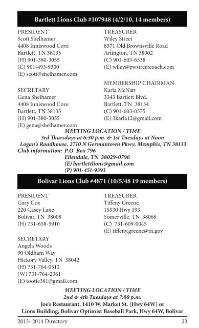 2013 Directory - District 12-O Lions Club