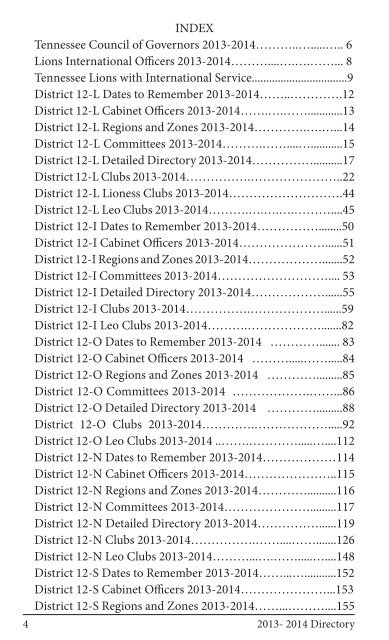 2013 Directory - District 12-O Lions Club