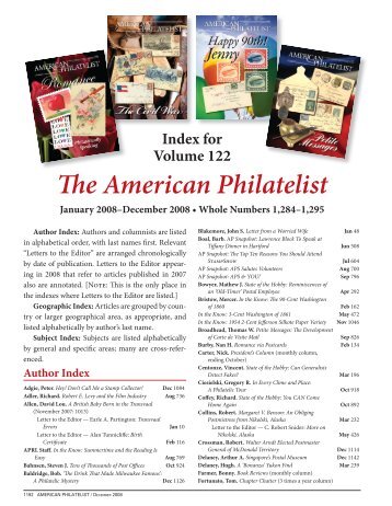 2008 AP Index - American Philatelic Society