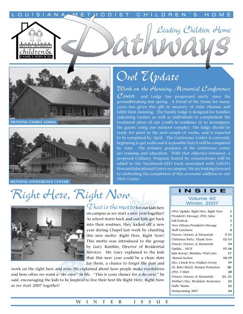 Owl Update Right Here Right Now Methodist Children s Home 