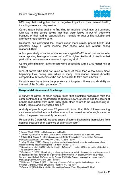 Carers joint commissioning strategy refresh 2013-2015