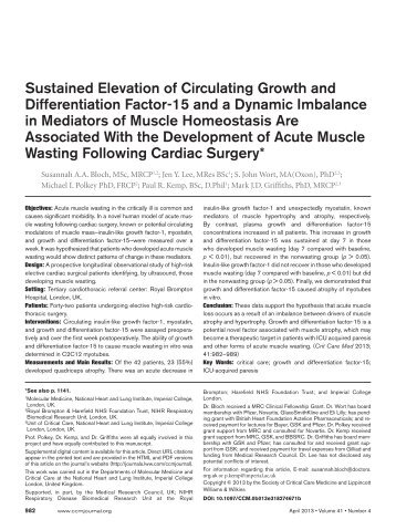 Sustained Elevation of Circulating Growth and Differentiation Factor ...