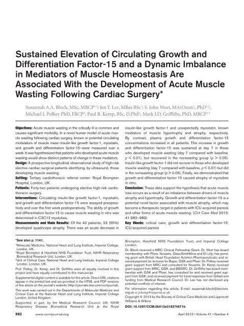 Sustained Elevation of Circulating Growth and Differentiation Factor ...