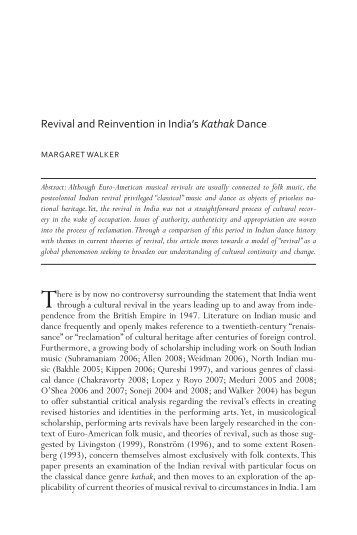 revival and reinvention in india's Kathak dance - University of Toronto