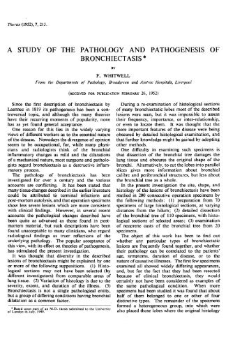 A study of the pathology and pathogenesis of bronchiectasis.