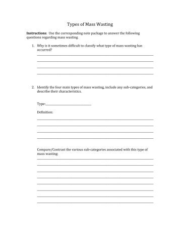 Types of Mass Wasting-hand out - St John Brebeuf