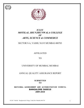 IQAC 2009-10 - ICLES Motilal Jhunjhunwala College Website