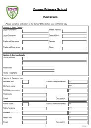 Nursery Admission Form - Epsom Primary School