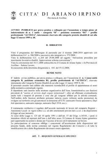 C I T T A' D I   A R I A N O  I R P I N O - Comune di Ariano Irpino