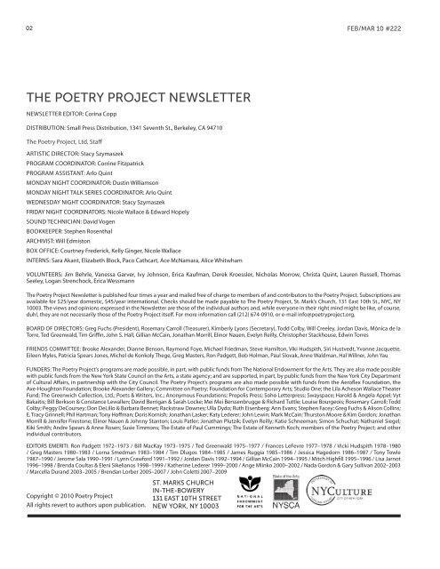 Writing - The Poetry Project