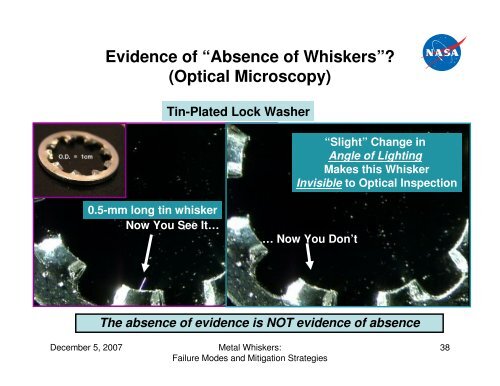 Metal Whiskers: Failure Modes & Mitigation Strategies - NEPP - NASA